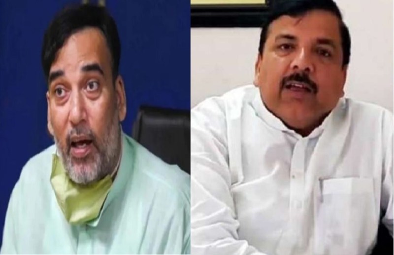 दिल्ली के पर्यावरण मंत्री गोपाल राय और आम आदमी पार्टी के सांसद व यूपी प्रभारी संजय सिंह