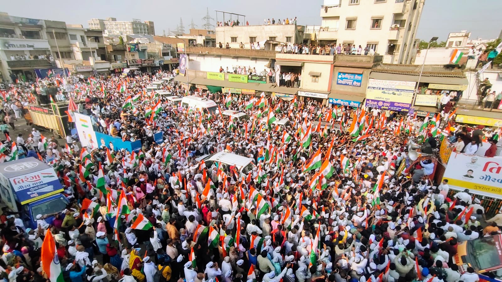Arvind Kejriwal And Bhagwant Mann Road Show In Ahmedabad Gujarat