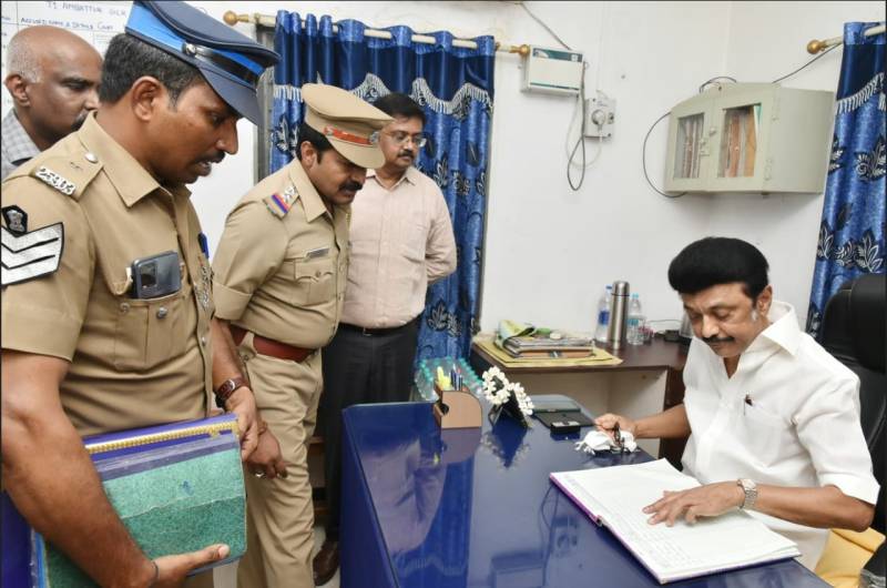 Tamilnadu Cm Stalin visits Ambattur Police station