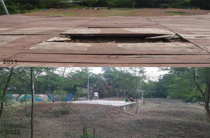 जनता के पैसों की बर्बादी: तीन साल में ही ढह गया मोतीबाग का साइकिल ट्रैक