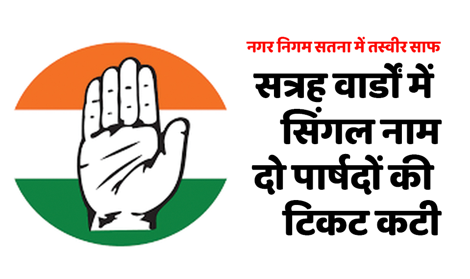 satna: नगर निगम सतना में कांग्रेस ने तय किये 17 वार्डों में सिंगल नाम, दो पार्षदों की टिकिट काटी