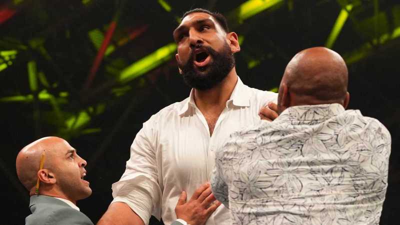 indian superstar satnam singh aew ring win match wwe