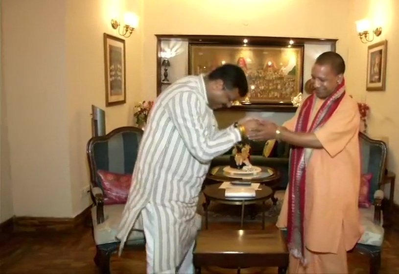 Union Minister dharmendra Pradhan and Yogi File Photo During Meeting