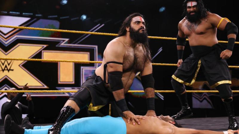 wwe indian wrestler Saurav Gurjar sanga pushpa pose