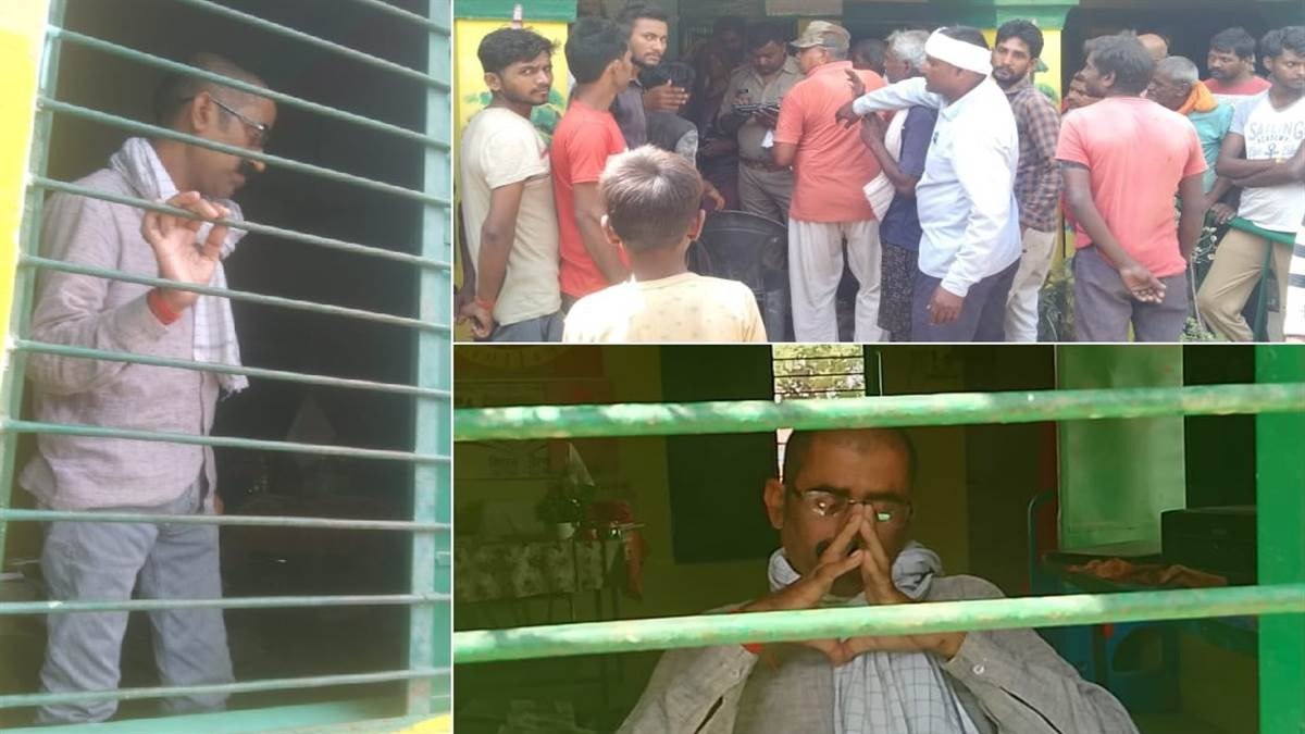 Primary School Teacher urinal in dustbin in kanpur