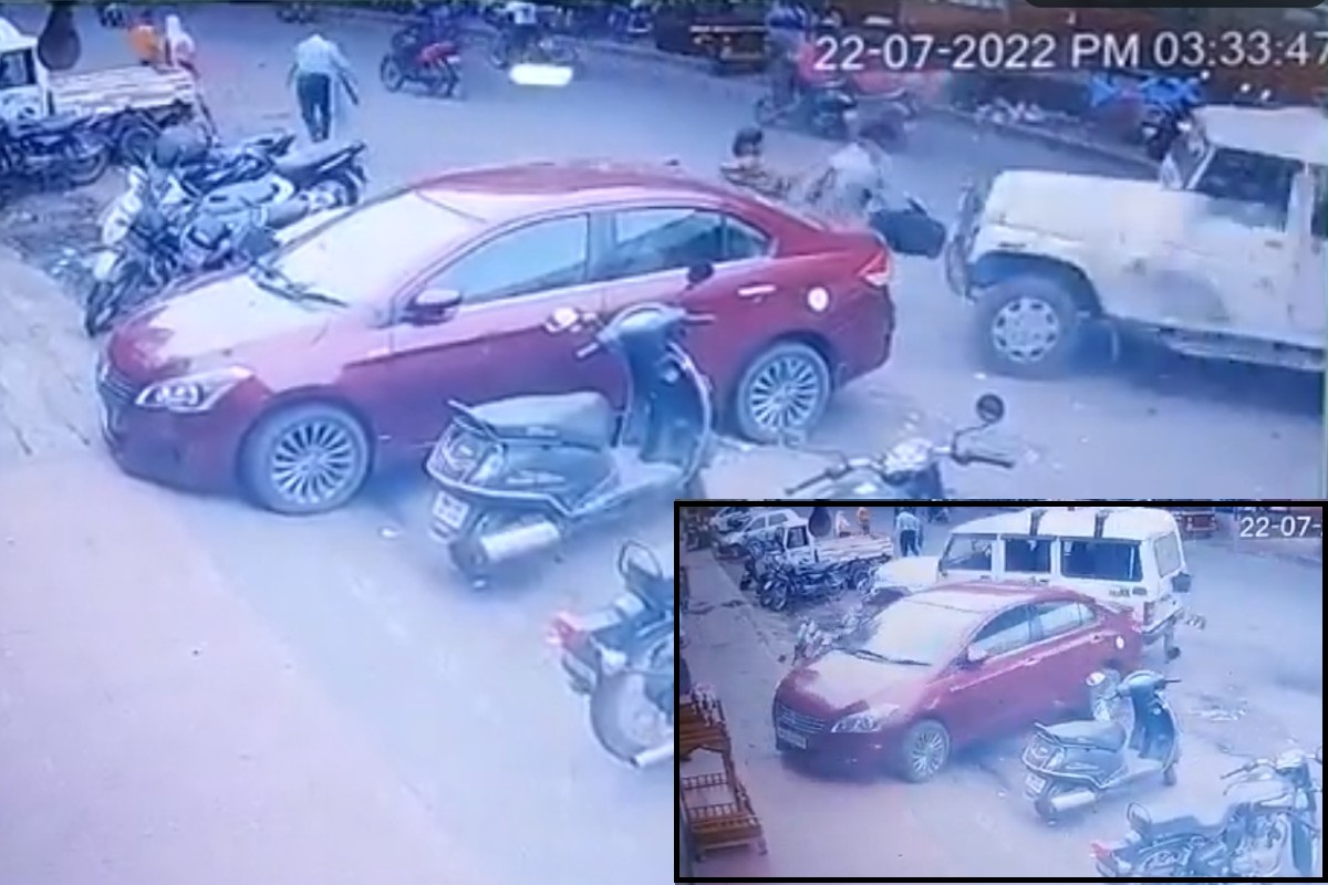 Nagpur speeding bolero jeep hits people on road shocking incident caught in cctv 