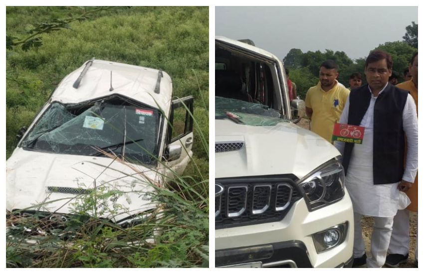 रानीगंज सपा विधायक की कार पलटी, भाई समेत चार घायल