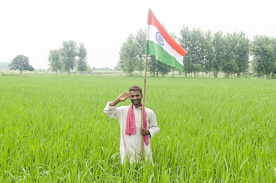 File Photo of Farmer with Tiranga har ghar jhanda yojna