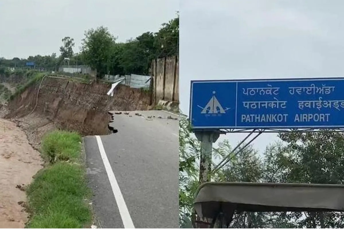 Road leading to Pathankot airport washed away as Chakki river overflows
