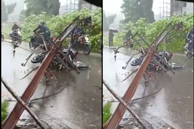 Electric pole fell on bike in Palghar