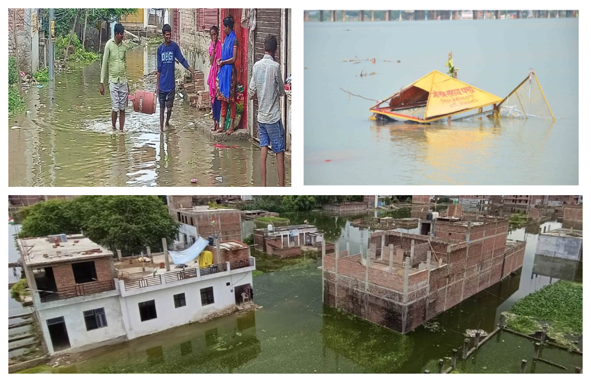 गंगा-यमुना उफान पर, खतरे के निशान के करीब जलस्तर, बाढ़ के चपेट में 100 से अधिक गांव, सड़कों पर चलने लगी नाव