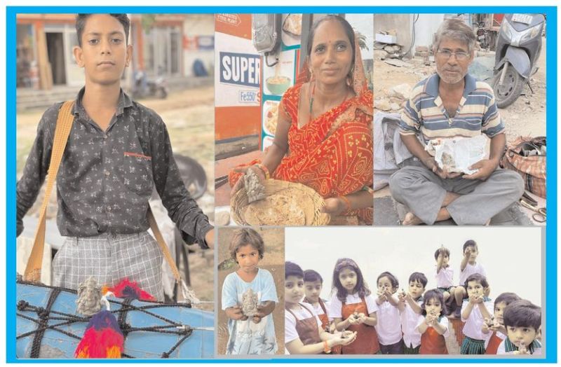 बच्चों ने माटी से बनाए गणपति