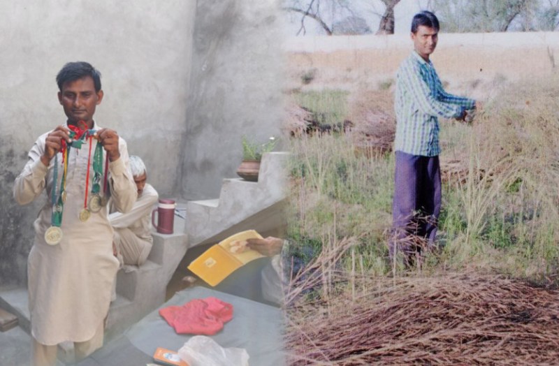 Olympics gold medalist Rajesh Verma working in MGNREGA at Sri Ganganag