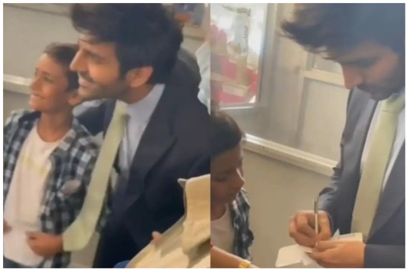 kartik aaryan returns to gates at airport after young fan screaming his name watch video