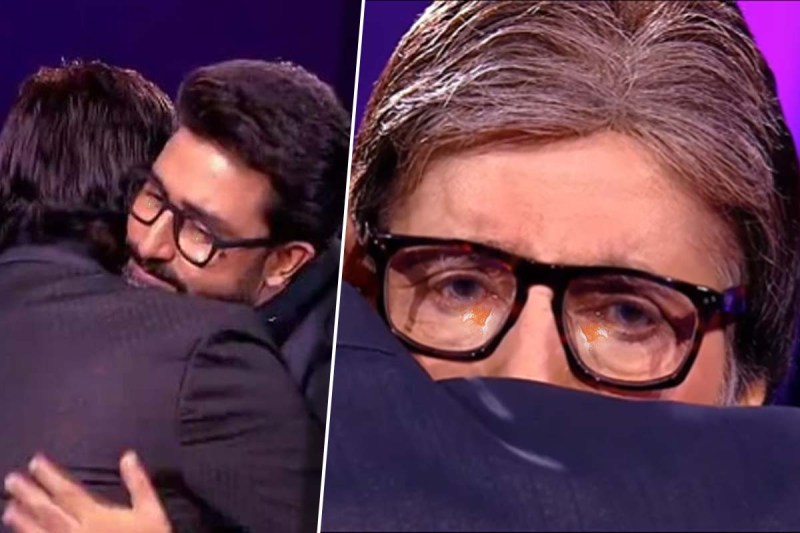 Amitabh Bachchan gets emotional as Abhishek Bachchan jaya bachchan surprises him on KBC 14 set