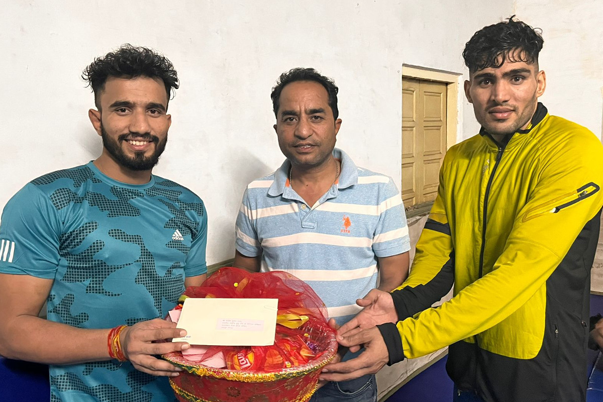 Rohit Jangid Mukesh Gora wishes Wushu Coach Rajesh Kumar Tailor