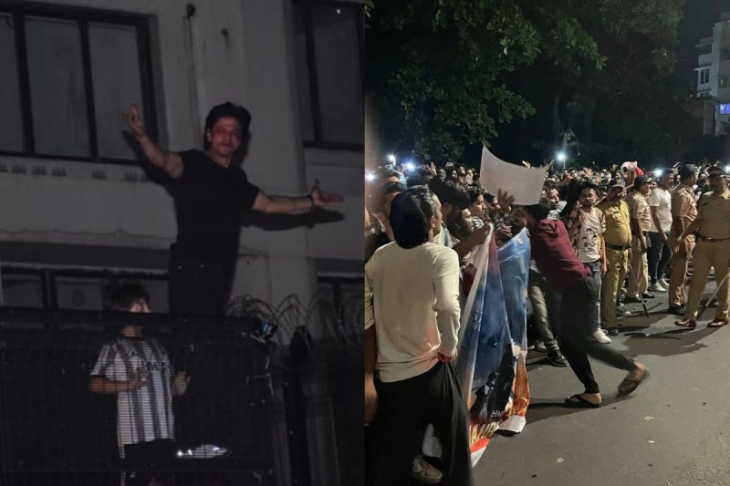 shah rukhkhan birthday thousands of fans gather at midnight outside mannat