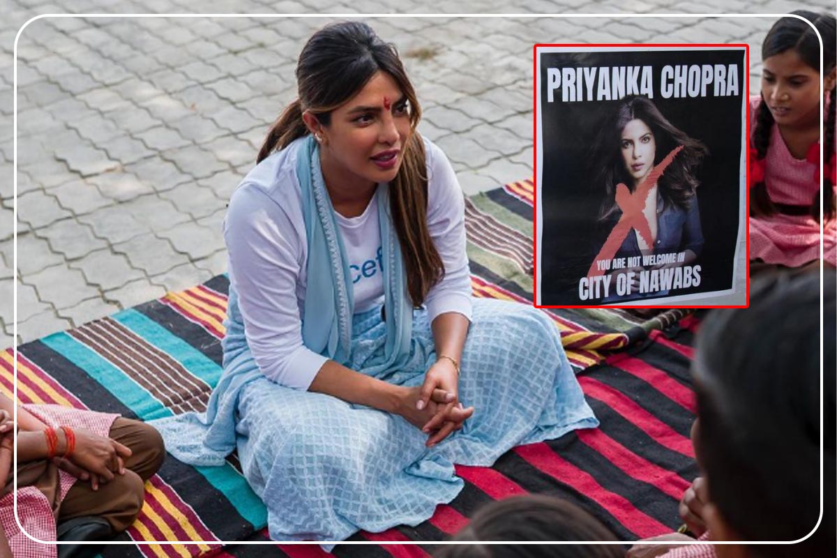 protest against priyanka chopra in lucknow gomatinagar