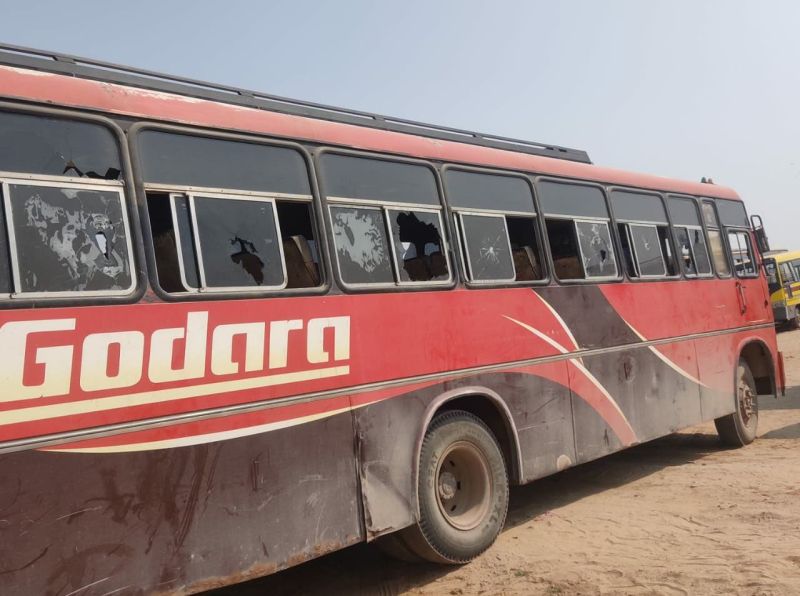 damage bus inside refinary. file photo