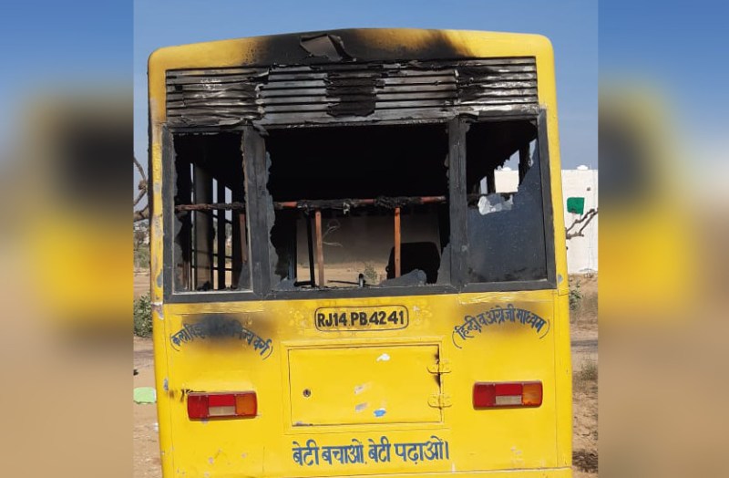 school bus set on fire if fake TC was not made in churu