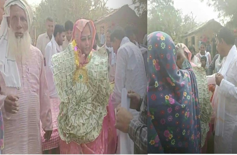 नोटों की माला का क्रेज...राज्यमंत्री जाहिदा खान ने फिर पहनी माला