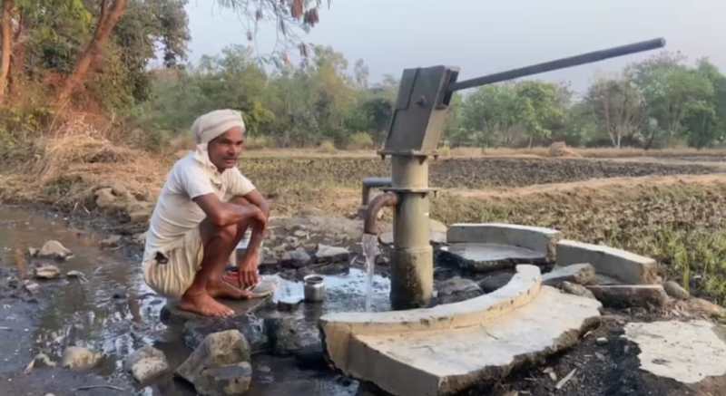 A village in the district where water is coming out continuously for two years without running a hand pump