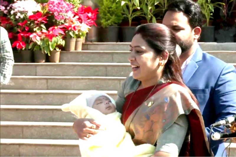 NCP MLA Saroj Babulal Ahire with baby