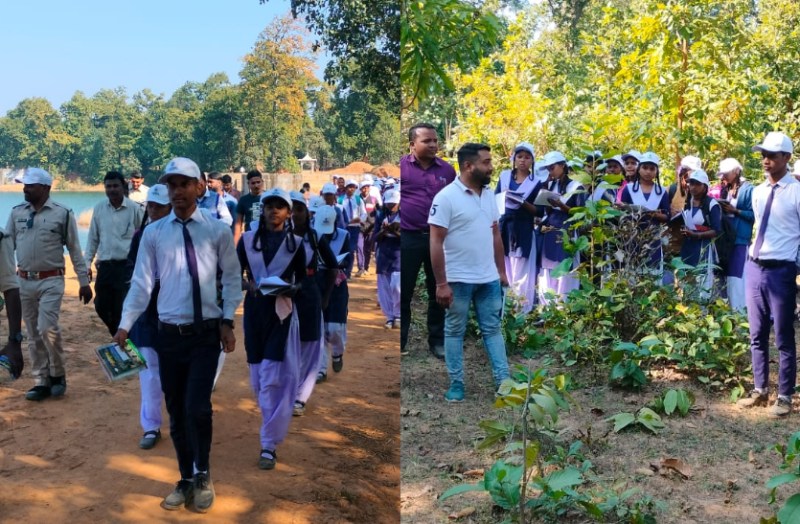 वन मितान जागृति शिविर में छात्र-छात्राओं को दी गई वन्य जीव-जंतुओं से जुड़ी रोचक जानकारी, जंगल भी दिखाया गया