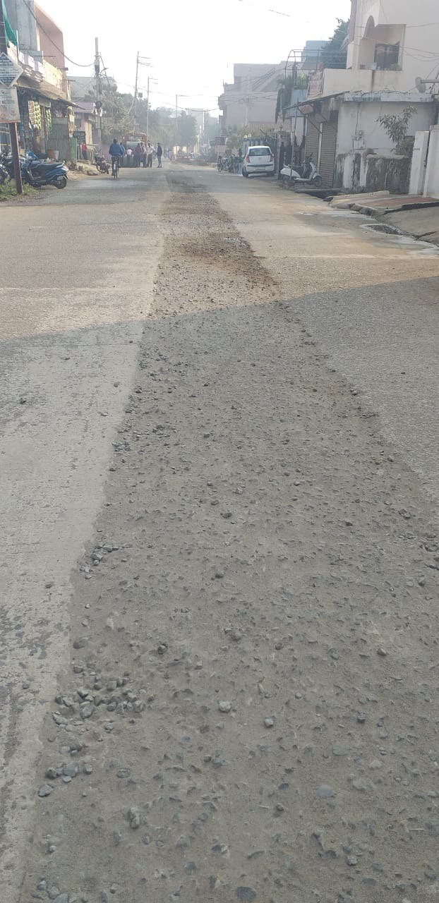 RCC road built a month ago was uprooted