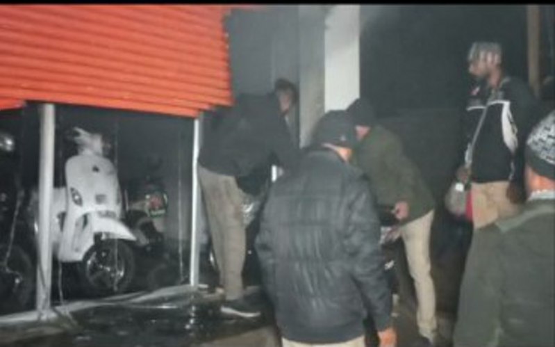 Fire in scooty show room