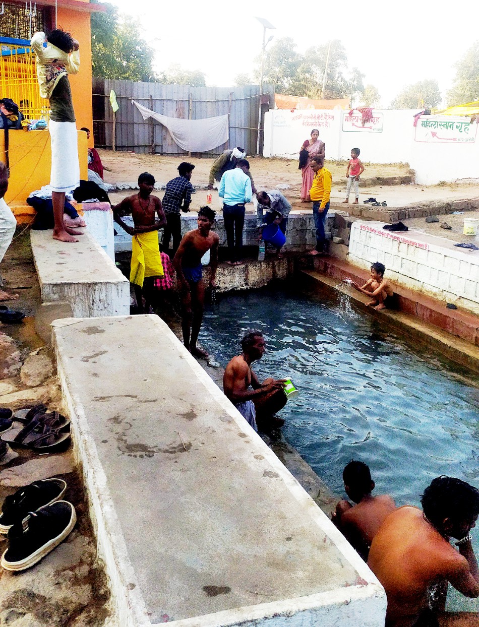 Here hot water comes out of the pool,
