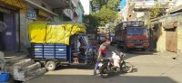 Goods vehicles keep the streets jammed throughout the day