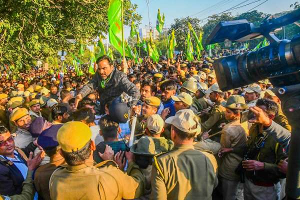 hanuman beniwal demo at civil lines fatak