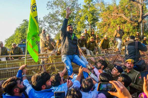 hanuman beniwal demo at civil lines fatak