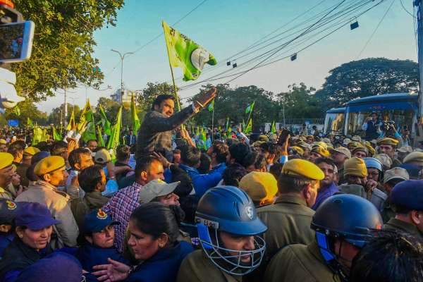 hanuman beniwal demo at civil lines fatak