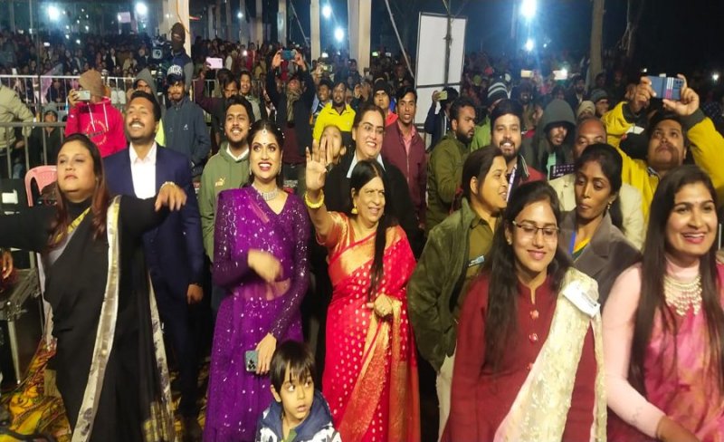 Female officers dancing