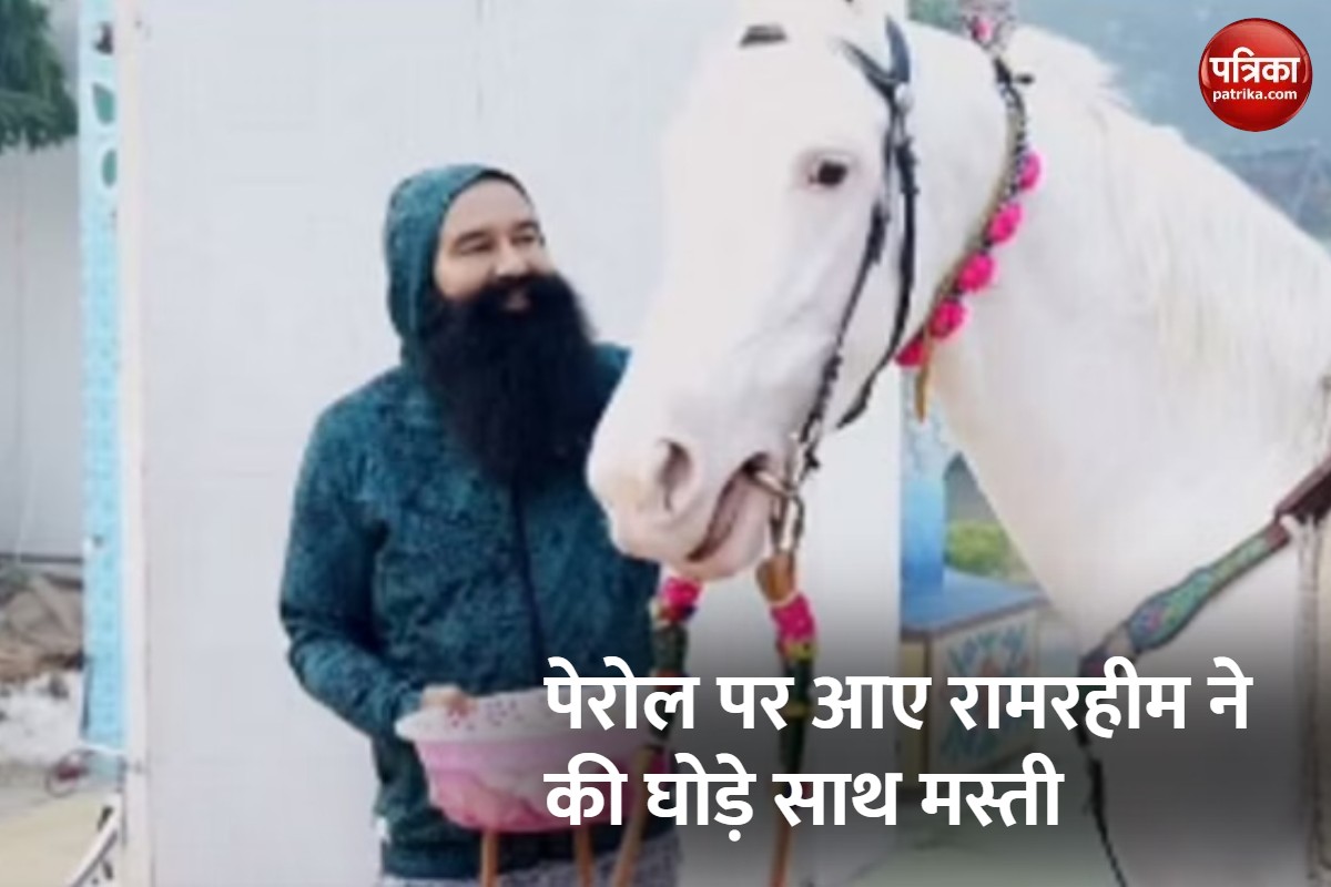डेरा प्रमुख गुरमीत राम रहीम आश्रम में कर रहा घुड़सवारी, घोड़े के साथ लगाई दौड़