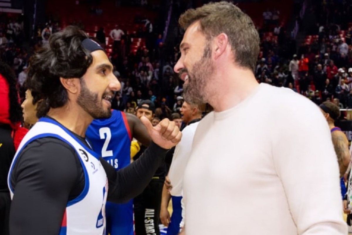 Bollywood star Ranveer Singh hangs out with Hollywood actor Ben Affleck at NBA games