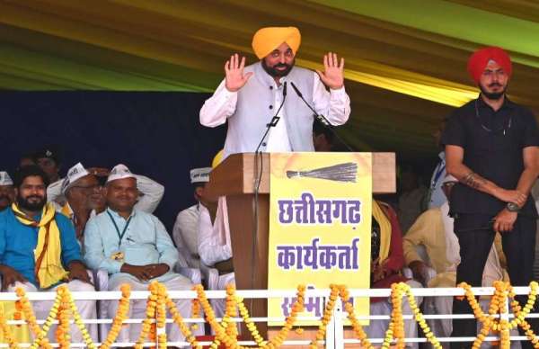 रायपुर। पंजाब के मुख्यमंत्री भगवंत मान सभा को संबो​धित करते हुए। 