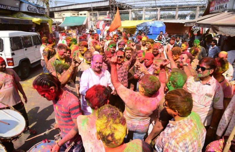 city in holi mood....play of play with colours
