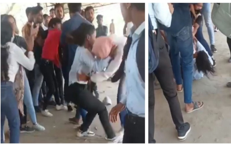 Girls fight in PG college ground
