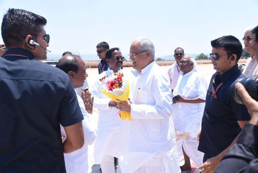 CM Bhupesh Baghel in Darima airport