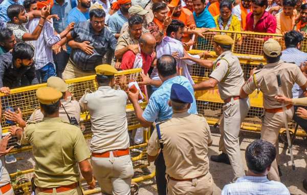 demo by bjp at sanganer