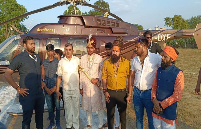 farmer called for a helicopter to see off his daughter-in-law