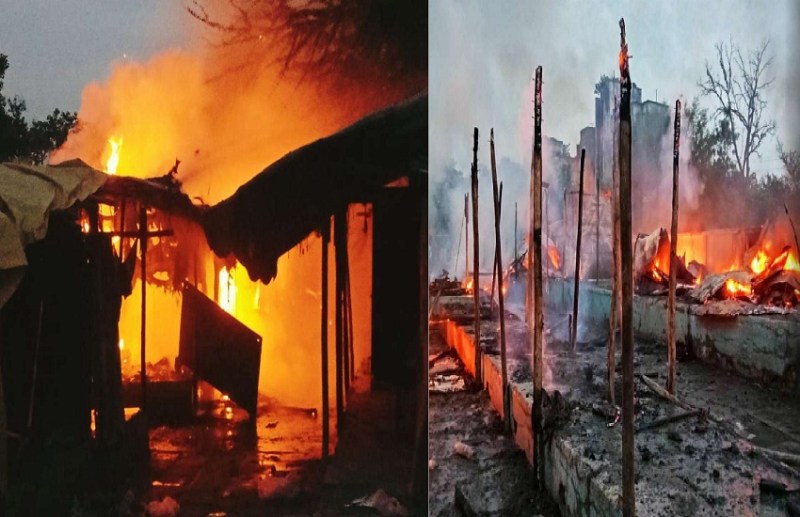 Fire broke out in Wednesday's vegetable market, gutted 80 shops