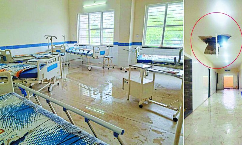जिला अस्पताल की छत का छज्जा गिरा