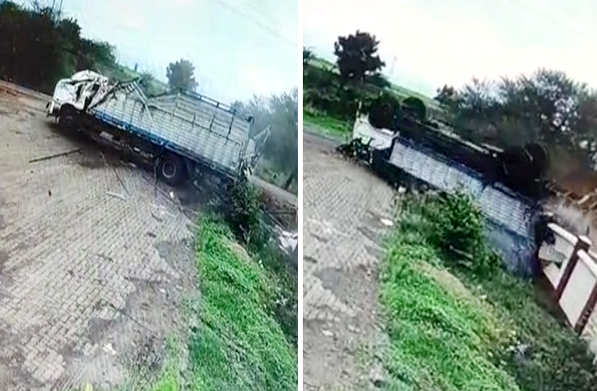 amazing truck overturned video viral