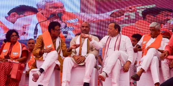 demo by bjp at statue circle 