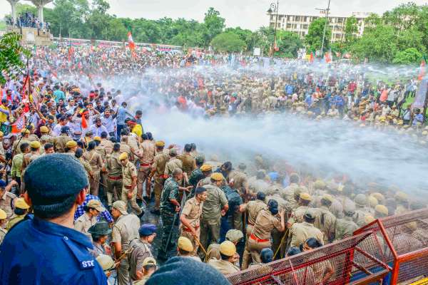demo by bjp at statue circle 