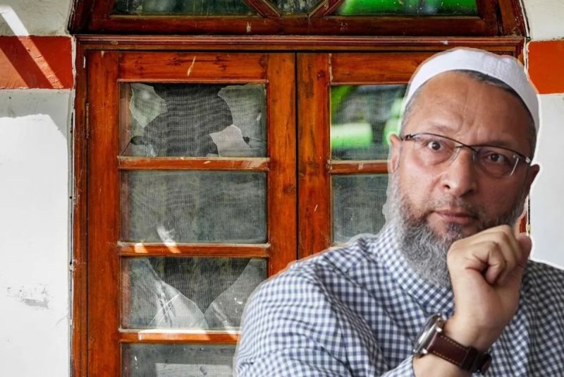 Stone pelting at Asududdin Owaisi's house, door glass broken